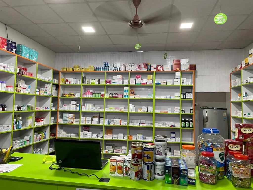 Nayak Medical And General Stores front view showing generic medicine section
